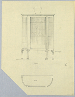 Drawing, Design for Cabinet "C," Plan and Elevation