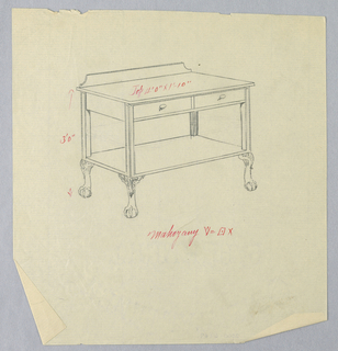 Drawing, Design for Serving Table of Mahogany with Ball and Claw Feet