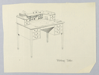 Drawing, Design for Rectangular Writing Table with Six Drawers