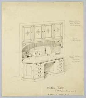 Drawing, Design for Writing Desk Built into Alcove