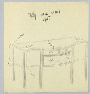 Drawing, Design for Sideboard with Serpentine Front and Six Legs