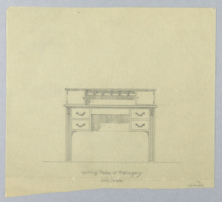 Drawing, Design for Writing Table with Massive Reeded Legs