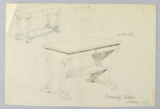 Drawing, Design for Serving Table with Alternate Design Sketch