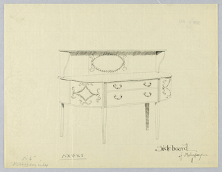 Drawing, Design for Mahogany Sideboard with Neo-Classical Motifs