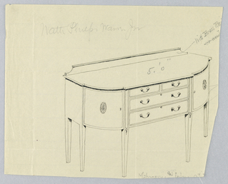 Drawing, Design for Sideboard with Six Legs and Four Central Drawers