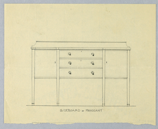 Drawing, Design for Sideboard of Mahogany with Three Drawers