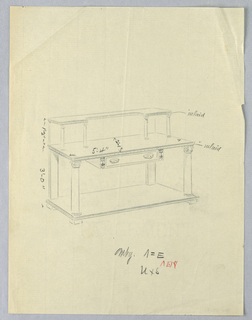 Drawing, Design for Serving Table with Upper and Lower Shelves