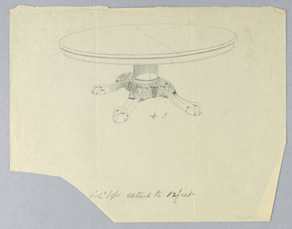 Drawing, Design for a Round Table with Ball-and-Claw Feet