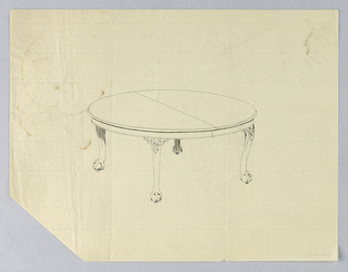 Drawing, Design for Round Table on Carved Cabriole Legs