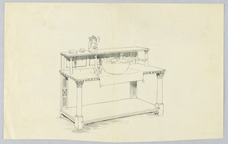 Drawing, Design for Sideboard with Pitcher and Punch Bowl Atop