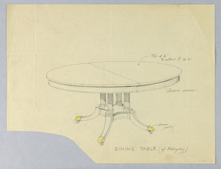Drawing, Design for Dining Table of Mahogany on Column-Like Supports
