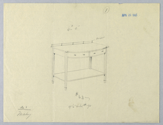 Drawing, Design for Serving Table with Convex Front