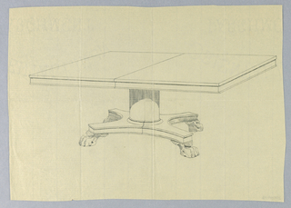 Drawing, Design for Rectangular Table on Carved Animal Paw Feet