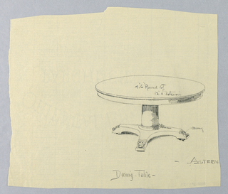 Drawing, Design for Round Dining Table on Carved Bracket Feet