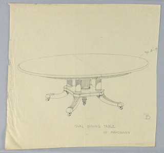 Drawing, Design for Oval Dining Table "B" of Mahogany