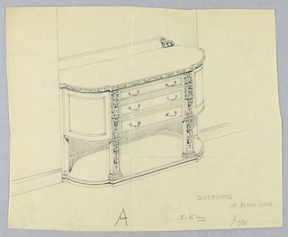 Drawing, Design for Sideboard of Black Oak