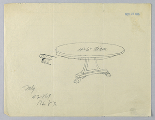 Drawing, Design for Round Table on Triangular Base