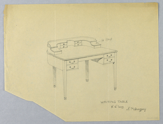 Drawing, Design for Writing Table with Lidded Compartments