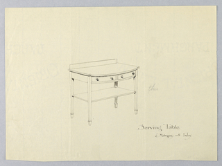 Drawing, Design for Serving Table of Mahogany and Inlay