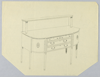 Drawing, Design for Sideboard with Upper Shelf