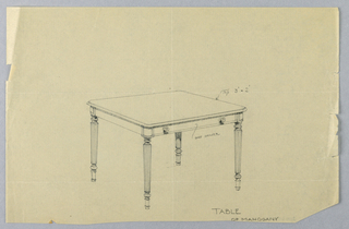 Drawing, Design for Rectangular Writing Table with Rounded Corners