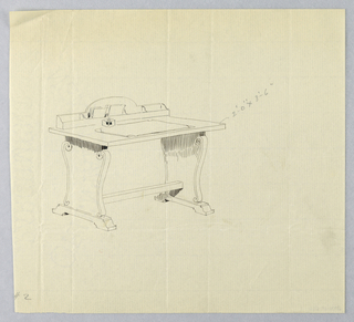 Drawing, Design for Writing Table #2 with Five-Cubbyhole Back Unit