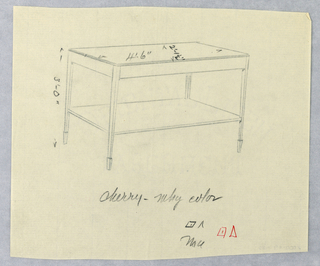 Drawing, Design for Plain Serving Table with Lower Shelf