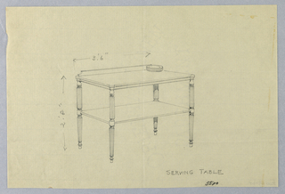 Drawing, Design for Serving Table on Stop-Fluted Legs