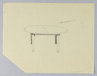Drawing, Design for a Round Table on Plain Legs