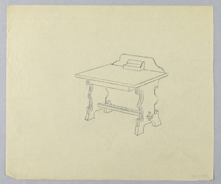 Drawing, Design for Writing Table in the Mission Style with Carved Backboard