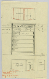 Drawing, Design for Highboy and Chest