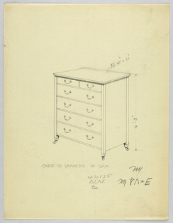 Drawing, Design for Highboy and Chest