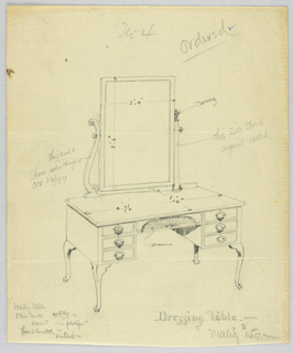 Drawing, Design for Toilet Table