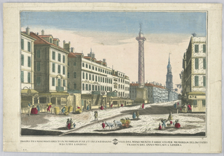 Print, Peep-Show Print, Street Scene in London Showing the Monument Commemorating the Fire of 1666