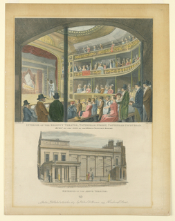 Print, Interior and Exterior Views of the Regency Theater, Tottenham Street, London
