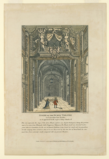 Print, Interior of the Duke's Theater in Dorset Gardens, London, a Scene from Elkannah Settle's "The Empress of Morocco"
