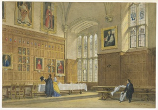 Drawing, View of the Dining Hall in Magdalen College, Oxford