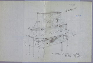 Drawing, Design for Sideboard with Glass Door Cabinet Above