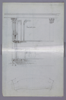 Drawing, Partial Design for Sideboard in Elevation and Plan