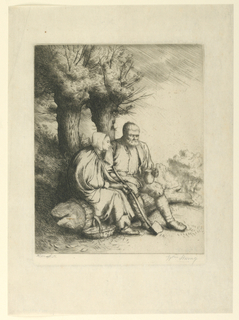 Print, Seated Peasant Couple