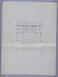 Drawing, Design for Sideboard in Plan and Elevation