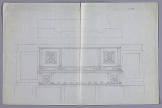 Drawing, Design for Renaissance-Style Sideboard in Plan and Elevation