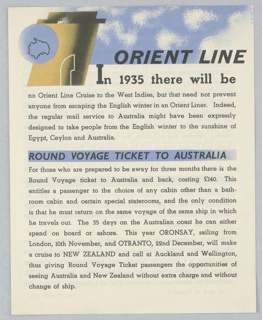 Flyer, Announcement for Orient Line Winter Cruises