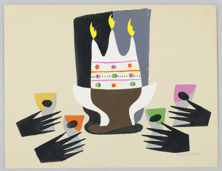 Drawing, Design for an Abstract Composition with Crown and Hands