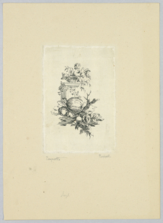 Print, Ornamental Vignette with Gourd and Pedestal