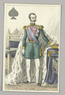 Playing Card, Alexander II, Tsar of Russia, King of Spades from Set of "Jeu Imperial–Second Empire–Napoleon III" Playing Cards