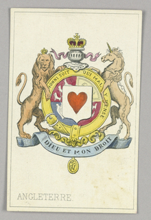 Playing Card, England, Ace of Hearts from Set of "Jeu Imperial–Second Empire–Napoleon III" Playing Cards