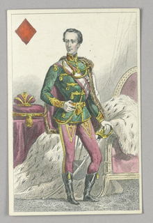 Playing Card, Franz Joseph, Emperor of Austria, King of Diamonds from Set of "Jeu Imperial–Second Empire–Napoleon III" Playing Cards