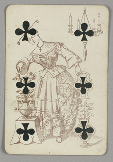 Playing Card, Six of Clubs