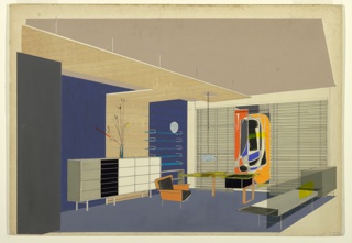 Drawing, Design for an Interior